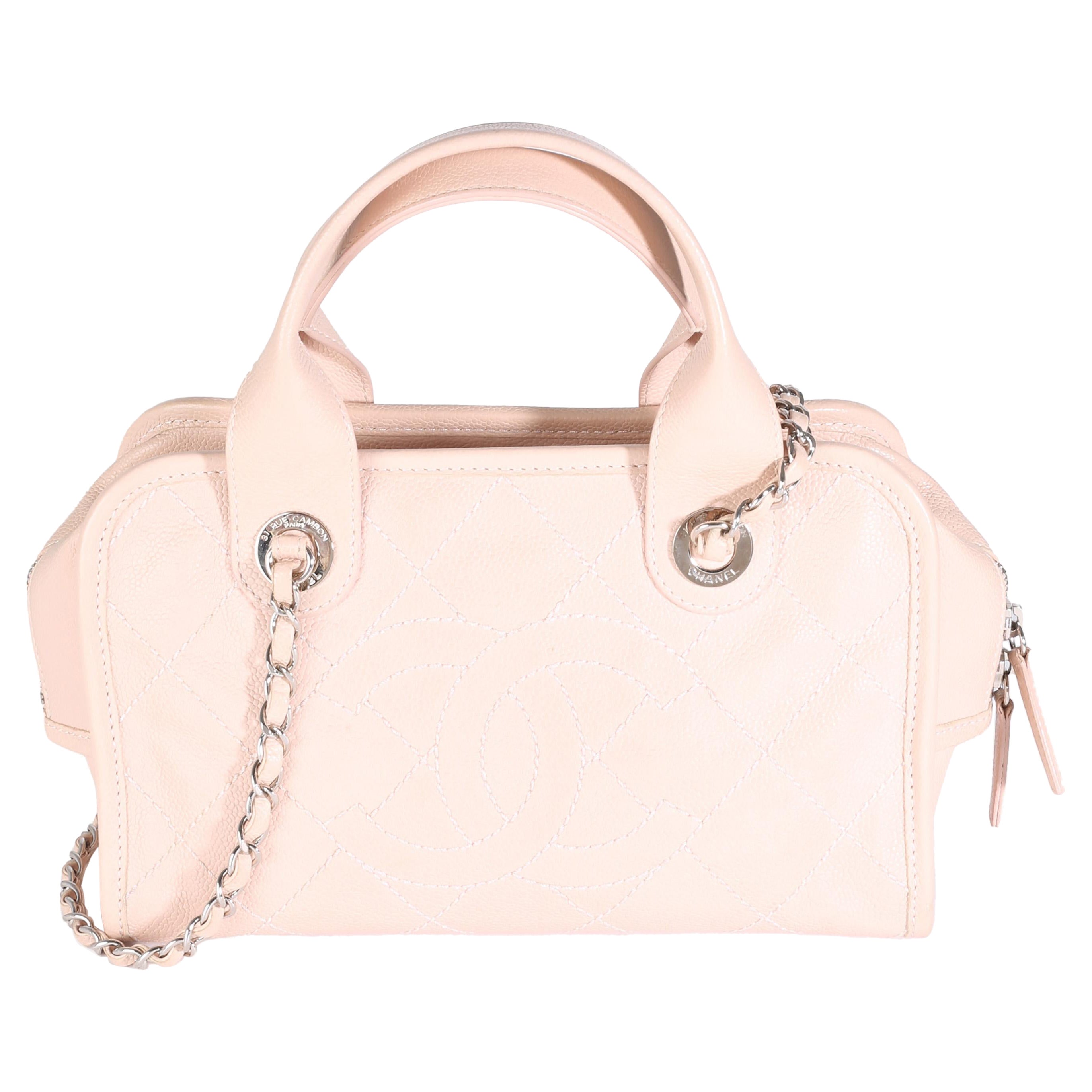 Bolso Chanel Rosa Caviar Acolchado Pequeño Deauville Bowling en venta