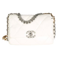 Chanel White Quilted Lambskin Small Chanel 19 Flap Bag