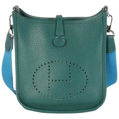 Hermès Blue Izmir Malachite Clemence Mini Evelyne TPM PHW