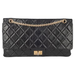 Chanel Schwarze gesteppte Handtasche aus gealtertem Kalbsleder 2,55, 2005