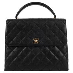 Chanel Schwarze gesteppte Handtasche aus Kalbsleder in Kaviar, 2002/2003