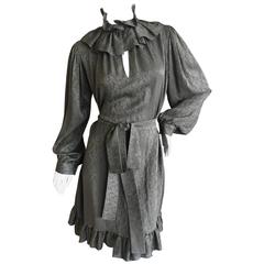 Yves Saint Laurent Vintage 1970's Rive Gauche Silk Paisley Dress with Sash Belt
