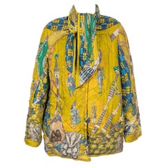 Hermès  Black Silk and Velvet Reversible Coat