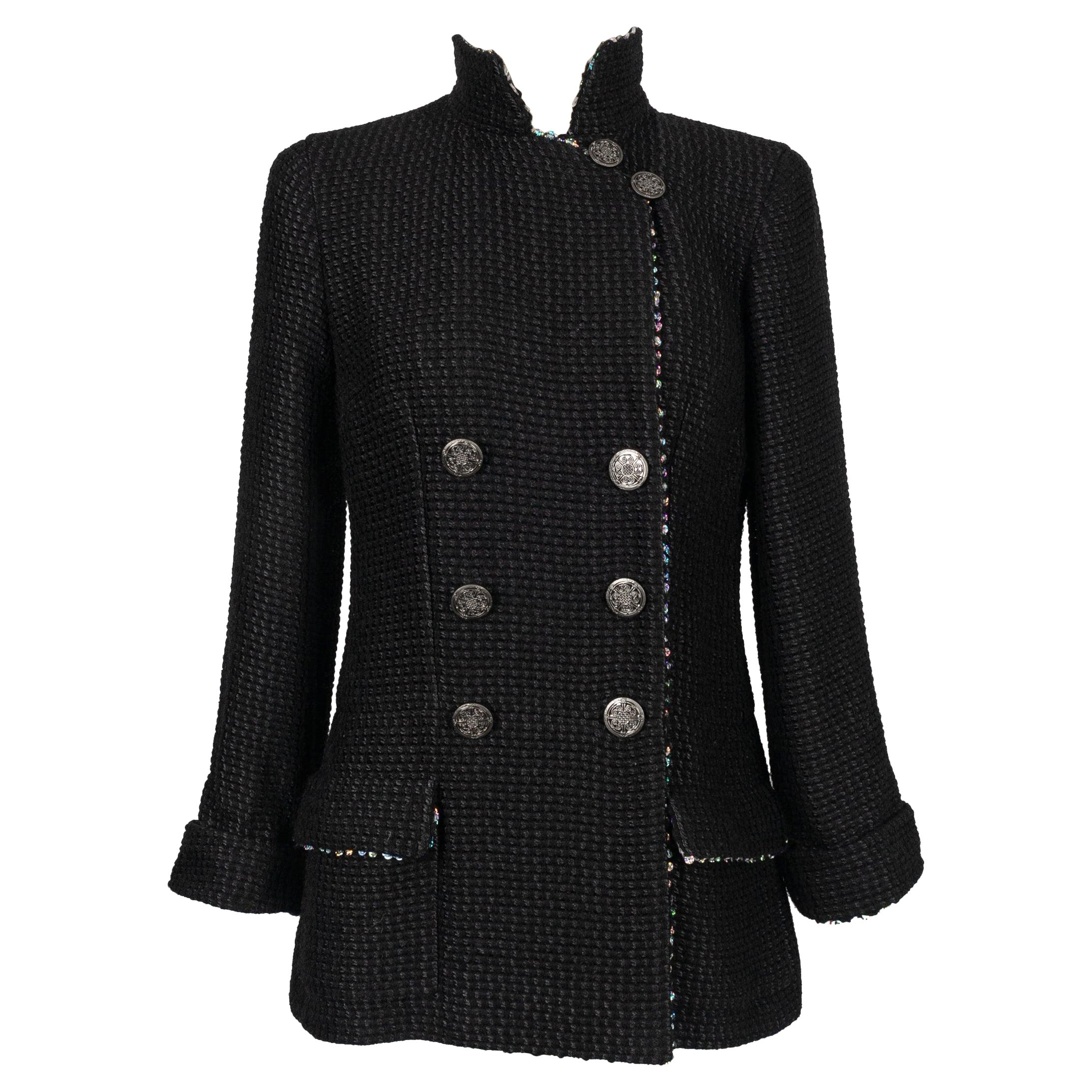 Giacca Chanel 'Scales' in tweed nero