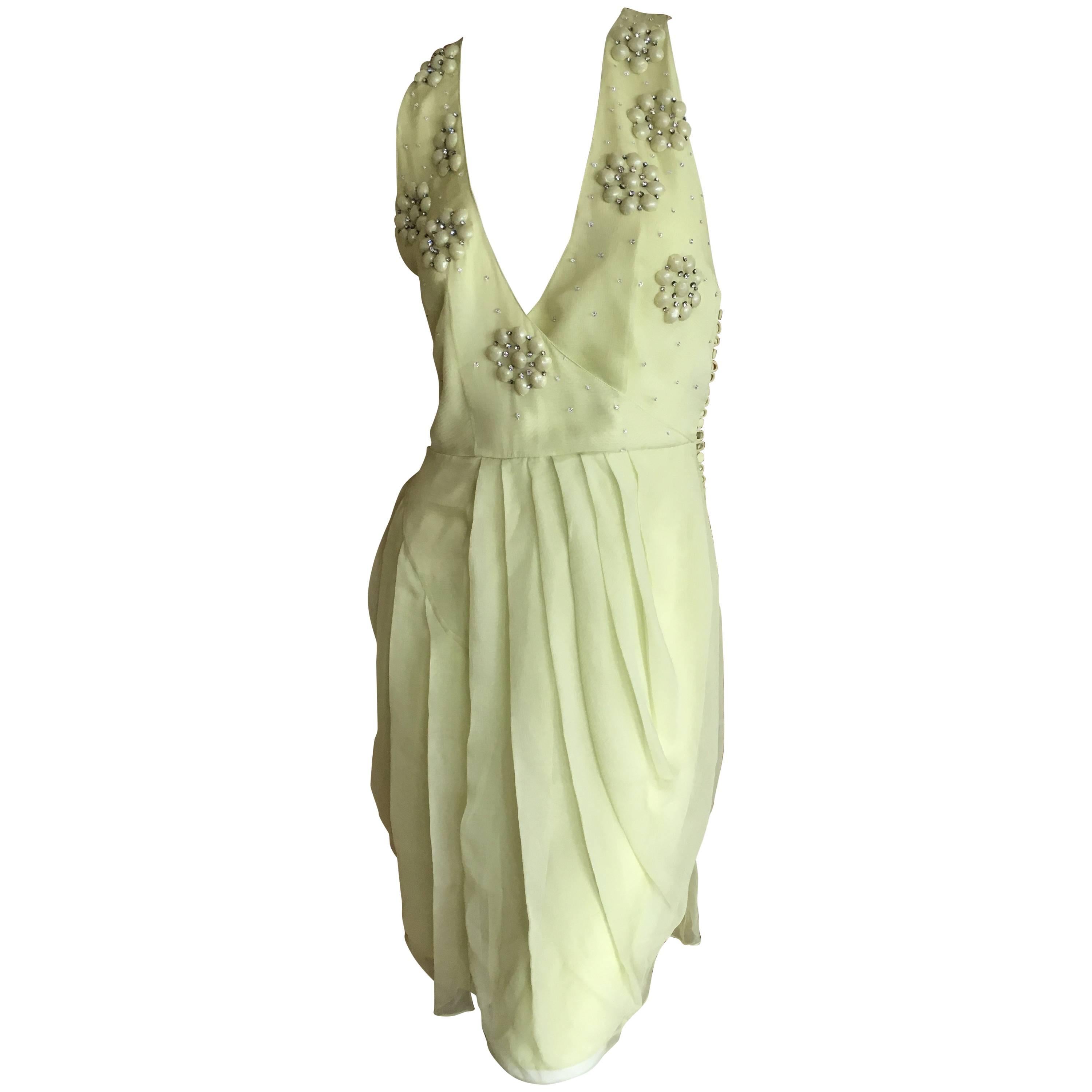 Christian Dior Green Silk Chiffon Dress  For Sale