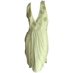 Christian Dior Green Silk Chiffon Dress 