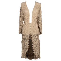 Cardigan beige guipure vintage