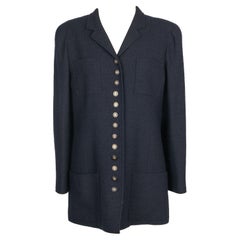 Vintage Chanel Navy-blue Tweed Jacket, 1996