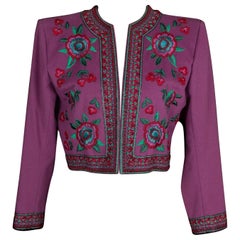 Yves Saint Laurent Short Purple Wool Jacket Haute Couture