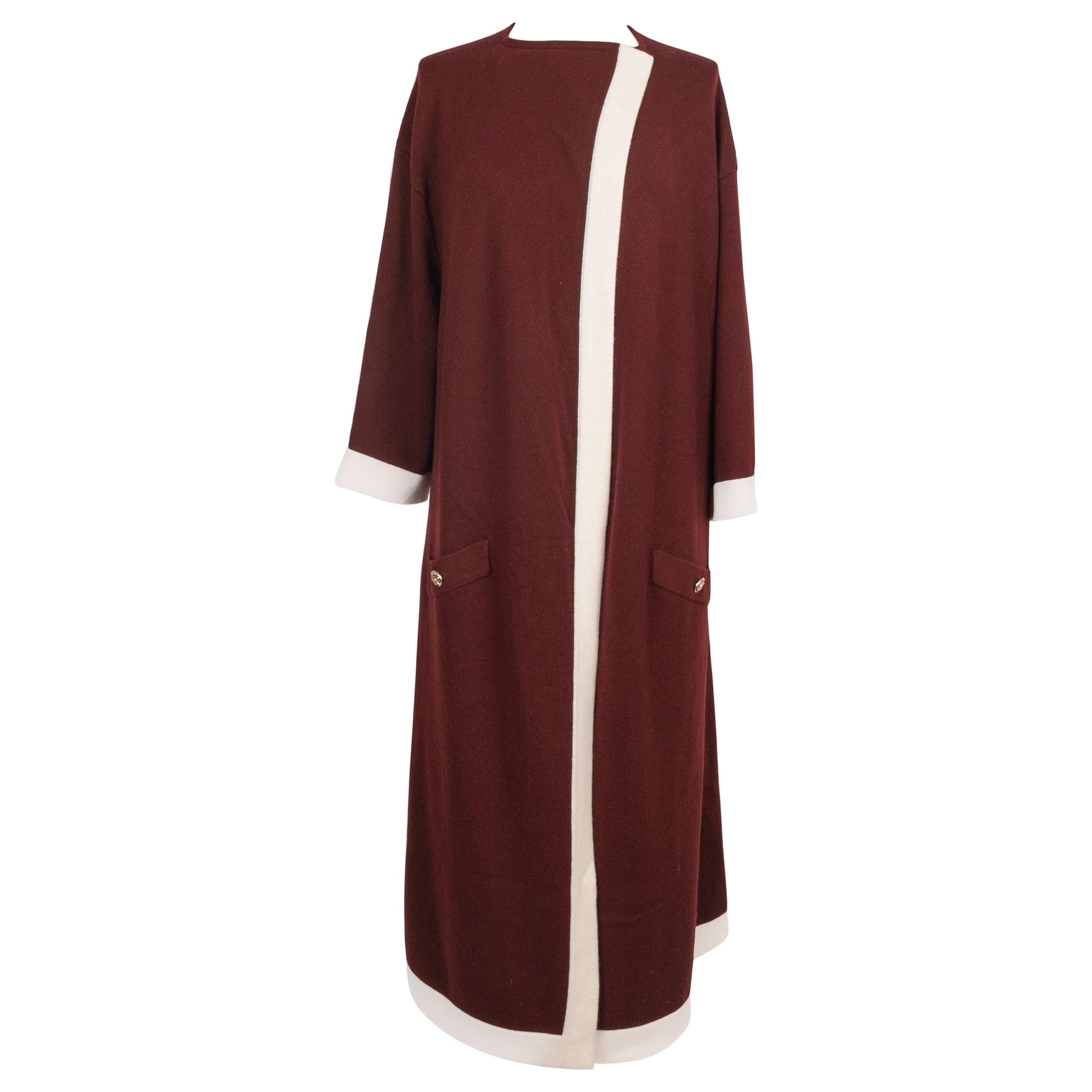 Chanel Cardigan long bordeaux en cachemire