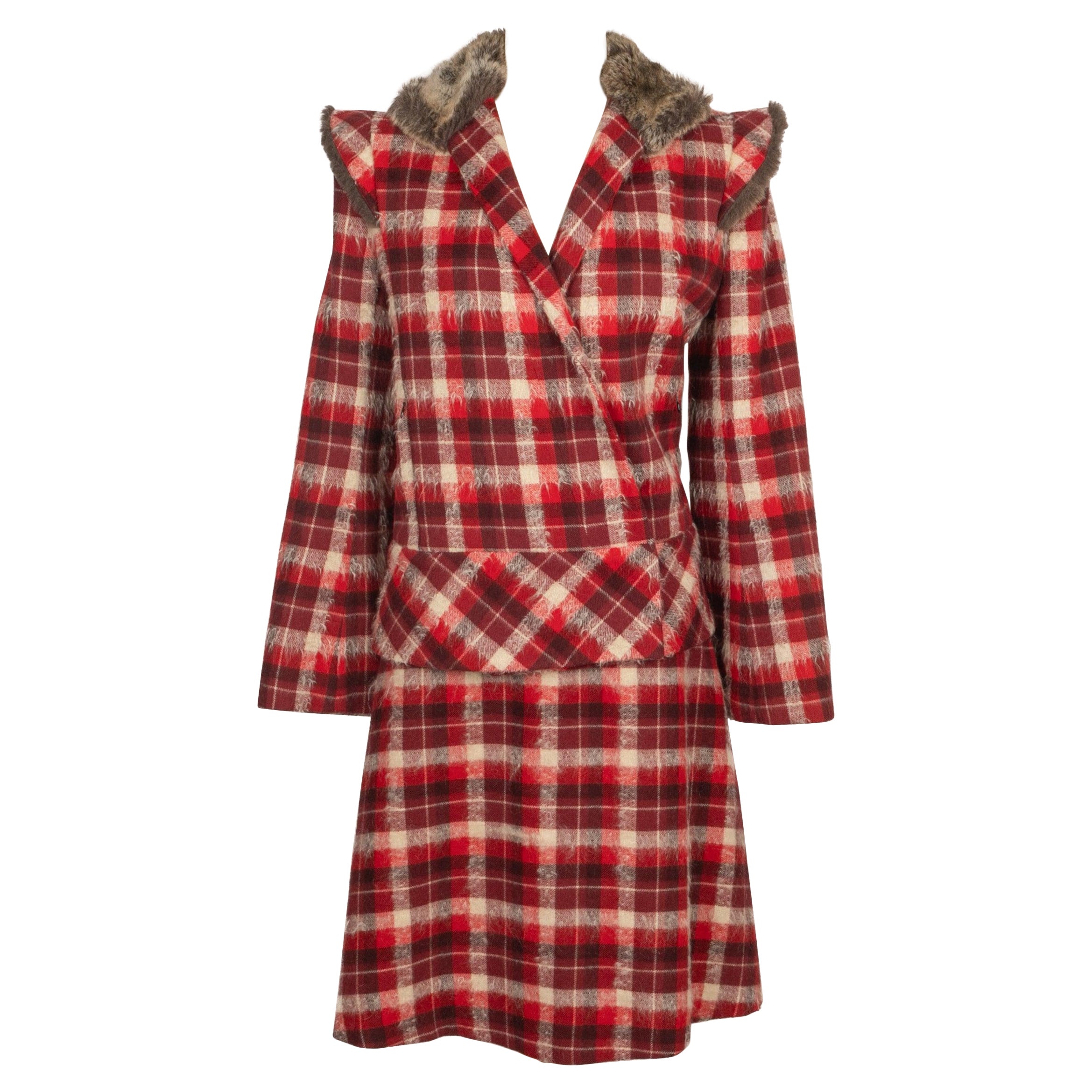 Kenzo Scottish Wool Skirt Suit For Sale
