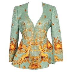 Christian Dior Blue Silk and Wool Jacquard Jacket, 1992
