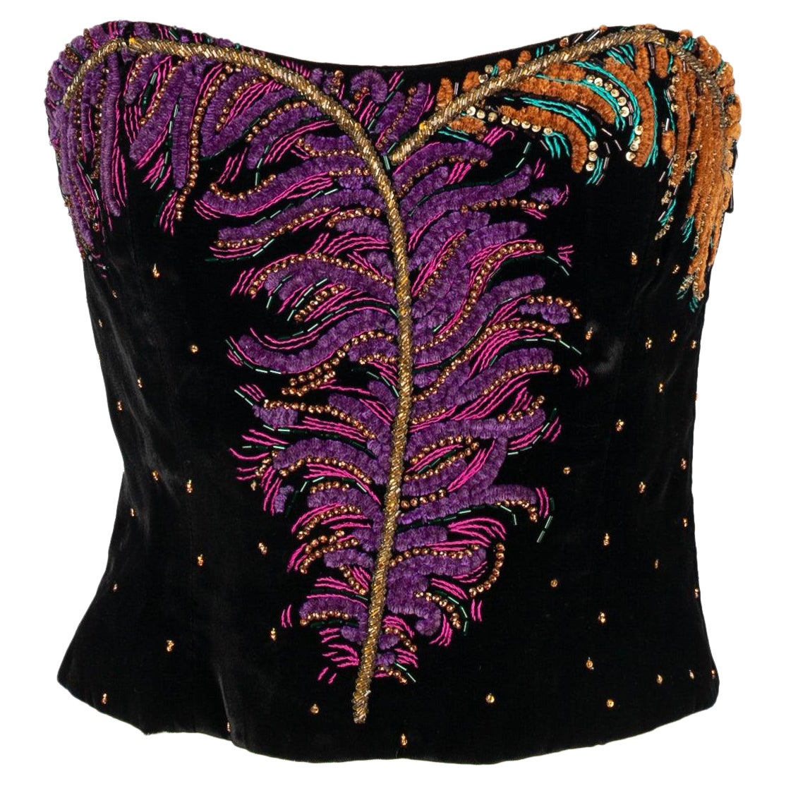 Christian Dior Black Velvet Bustier Top, 1990s For Sale