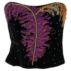 Christian Dior Black Velvet Bustier Top, 1990s