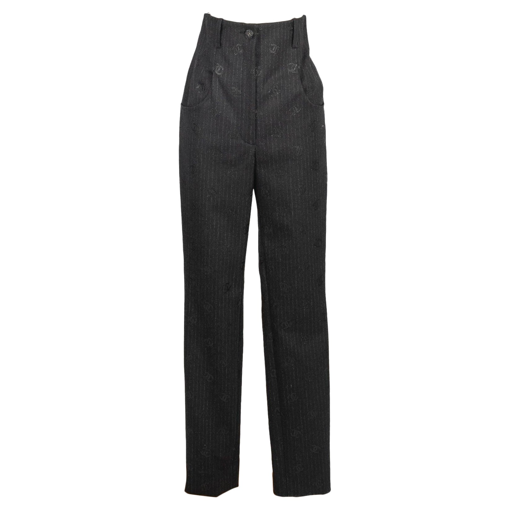 Chanel Striped Flannel Trousers For Sale
