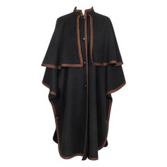 Vintage Yves Saint Laurent Black Blended Wool Cape Coat