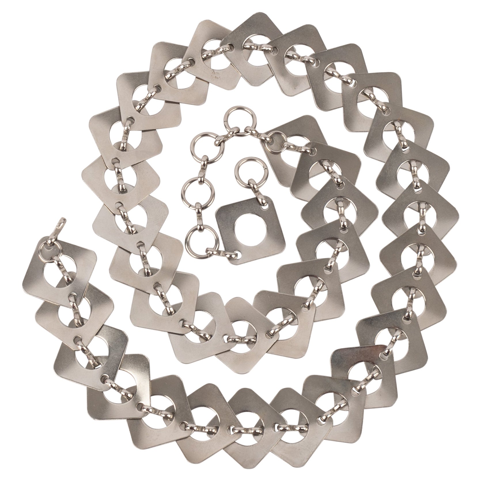 Paco Rabanne Silvery Metal Articulated Belt, 1970s For Sale