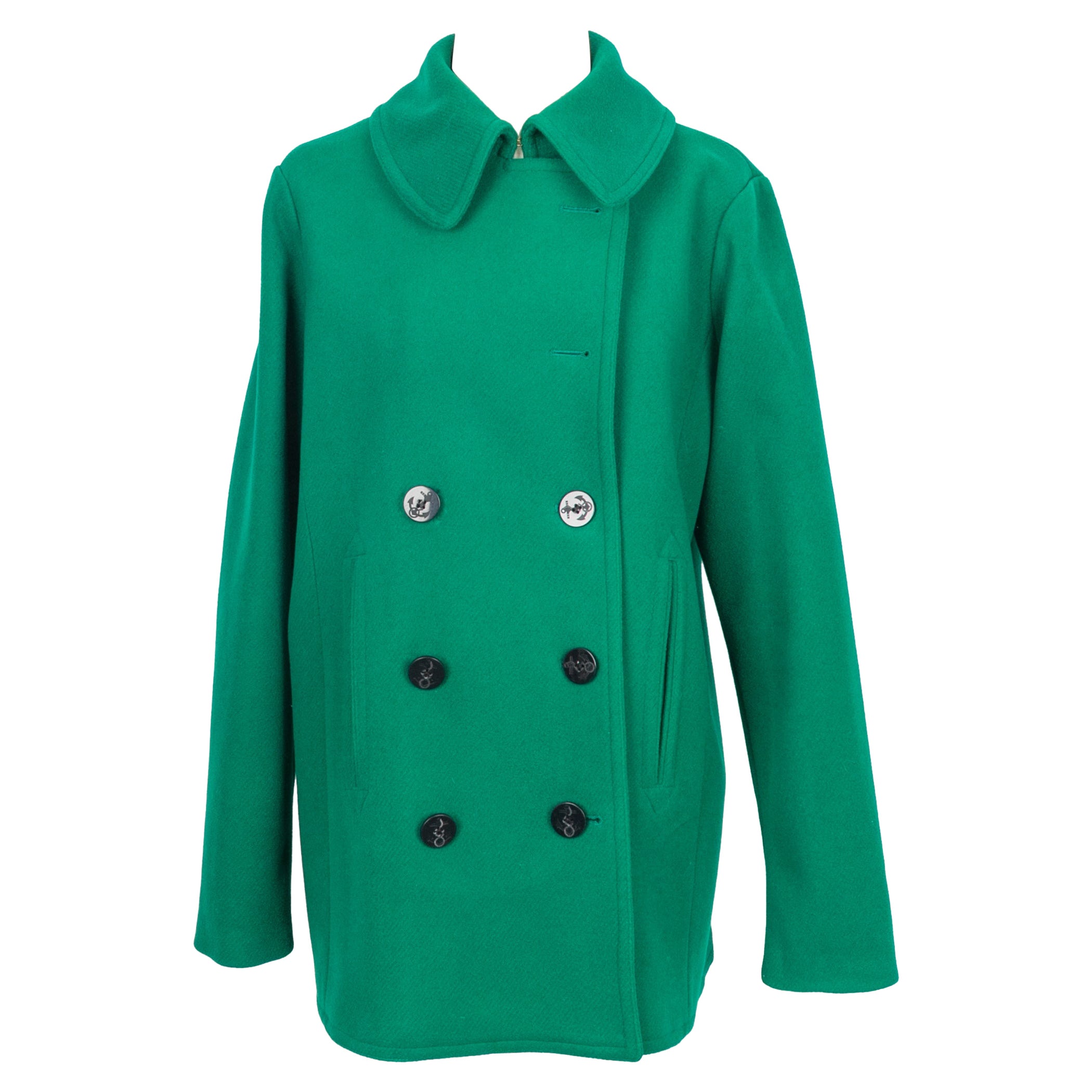 Ralph Lauren Green Wool Coat For Sale