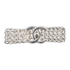 Vintage Chanel Silvery Metal Chain Turnlock Bracelet, 1997