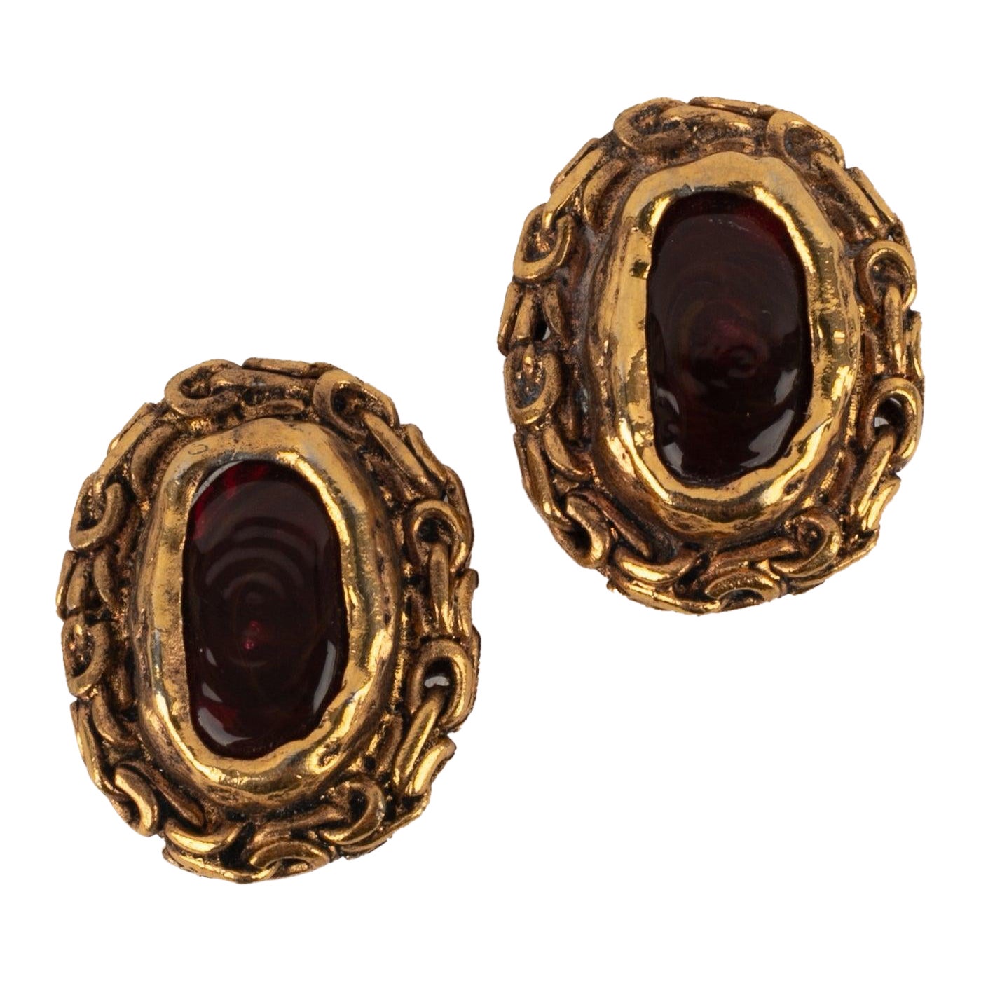 Orecchini a clip in metallo dorato Chanel, 1984