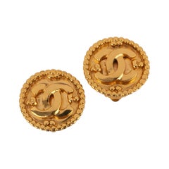 Chanel Golden Metal Clip-on Earrings with CC Logos, 1996