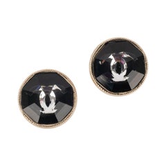 Chanel Silvery Metal Clip-on CC Earrings, 2018