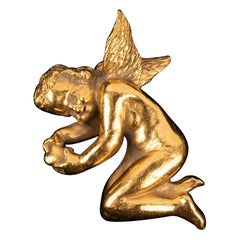 Vintage Christian Dior Golden Metal Brooch 'Cherub'