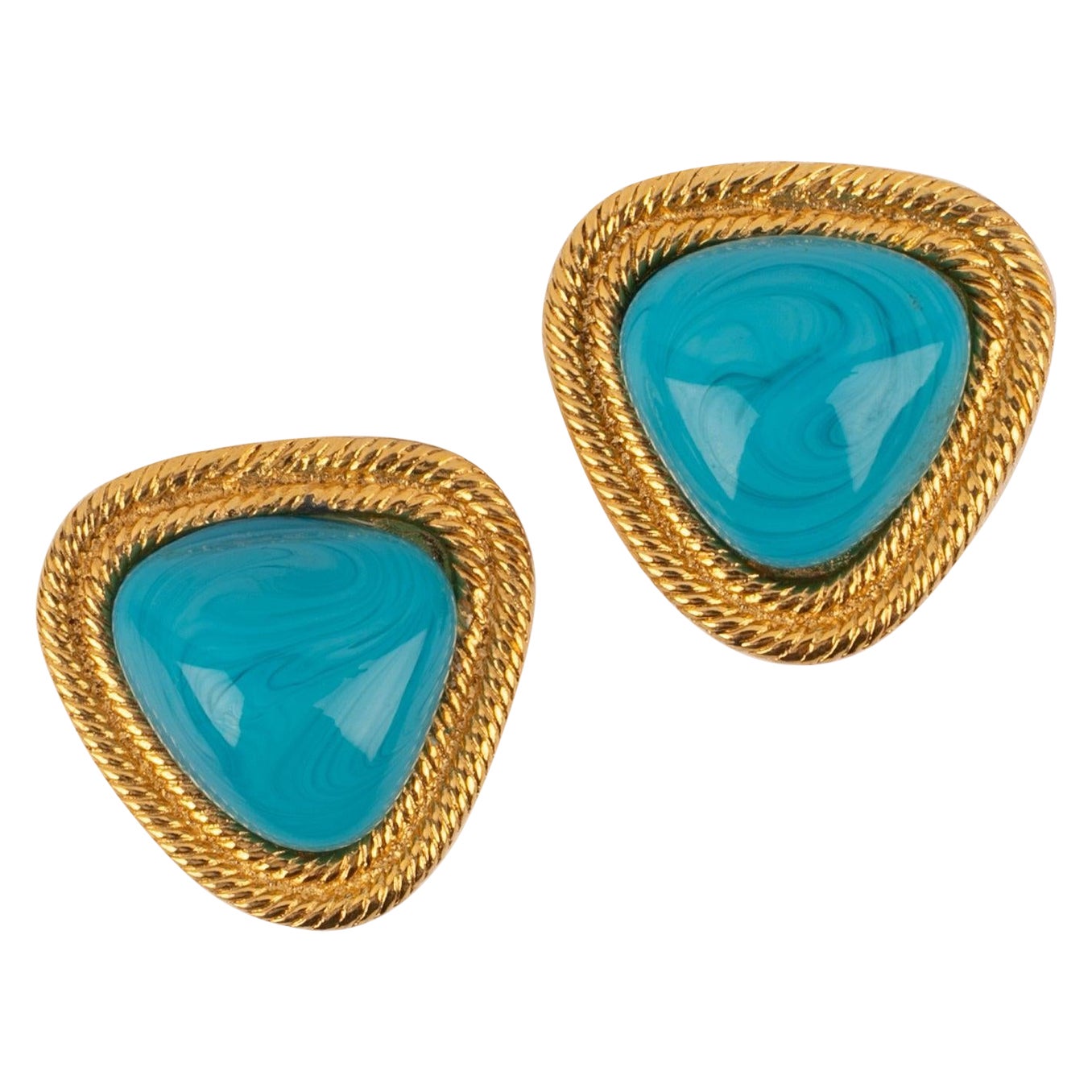 Chanel Pendientes de clip de metal dorado, años 1990 en venta