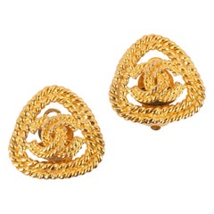 Chanel Golden Metal Openwork Earrings