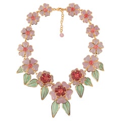 Augustine Golden Metal Pink Flower Necklace