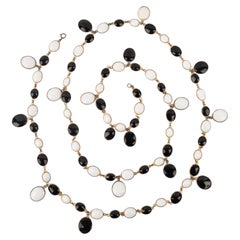 Gripoix Collier antique en métal doré avec pâte de verre noire et blanche
