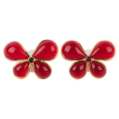 Augustine Butterfly Earrings with Red Glass Paste