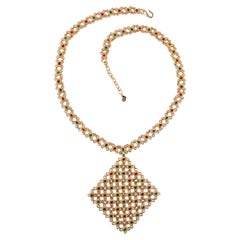 Christian Dior - Collier à pendentifs en métal doré