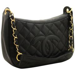 CHANEL Caviar Chain One Shoulder Bag Black Quilted Leather Zipper 6