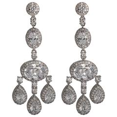 Faux Diamond Shimmering Girandole Chandelier Earring at 1stDibs