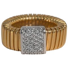 Collezione Monte Napoleone Gold Vermeil Sterling Faux Diamond Tubogaz Ring 11