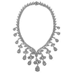 Magnificent Cubic Zirconia White Diamond CZ Drop Fringe Collier Necklace 12