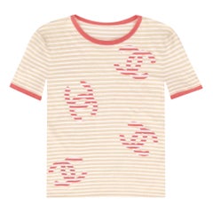 Chanel 'CC' Logo gestreiftes Baumwoll-Top