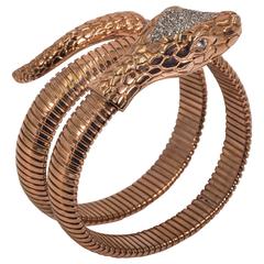 Collezione Monte Napoleone Rose Gold Vermeil Sterling Faux Diamond Snake Bangle 8