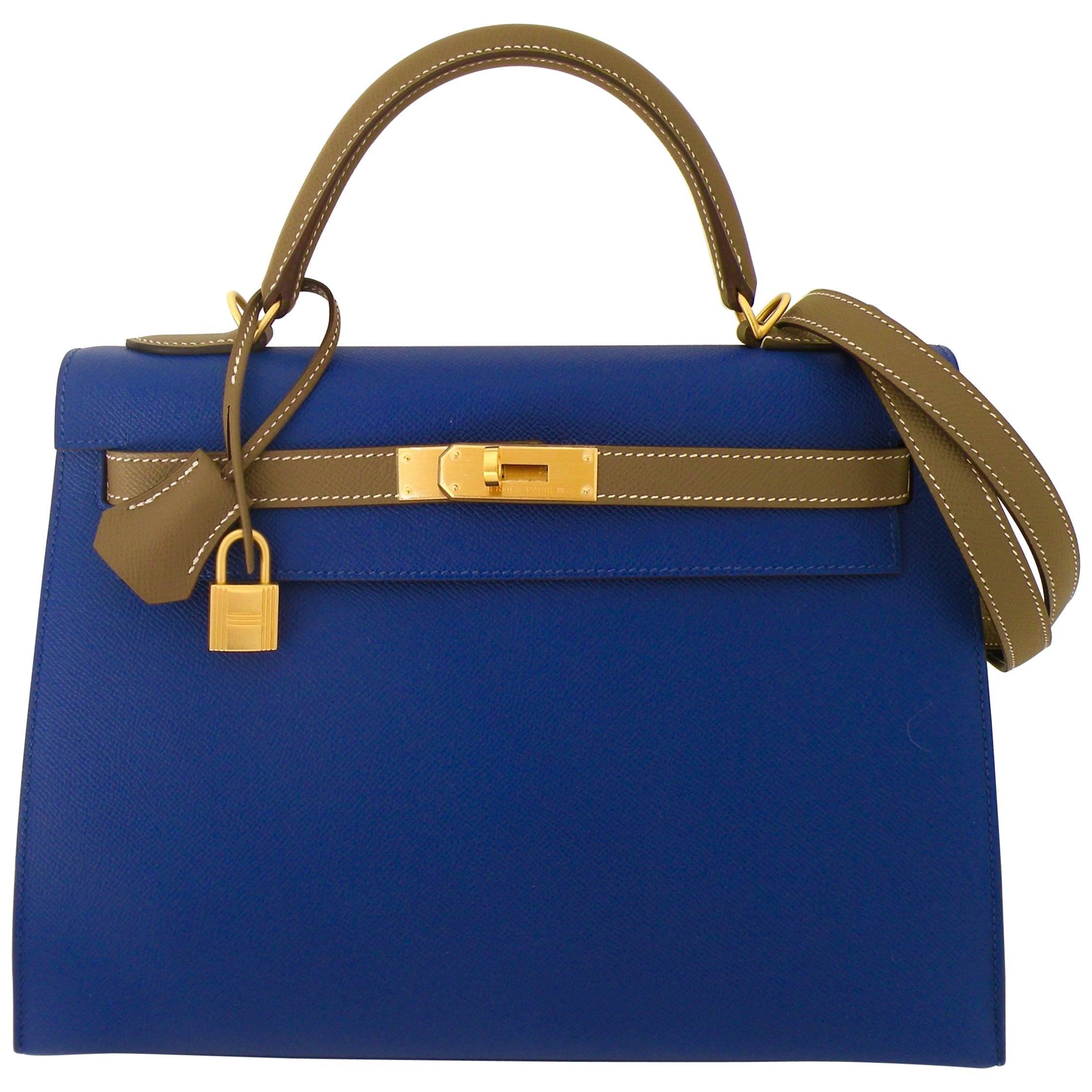 Hermes Blue Electric Etoupe Special Order Kelly Gold Hardware