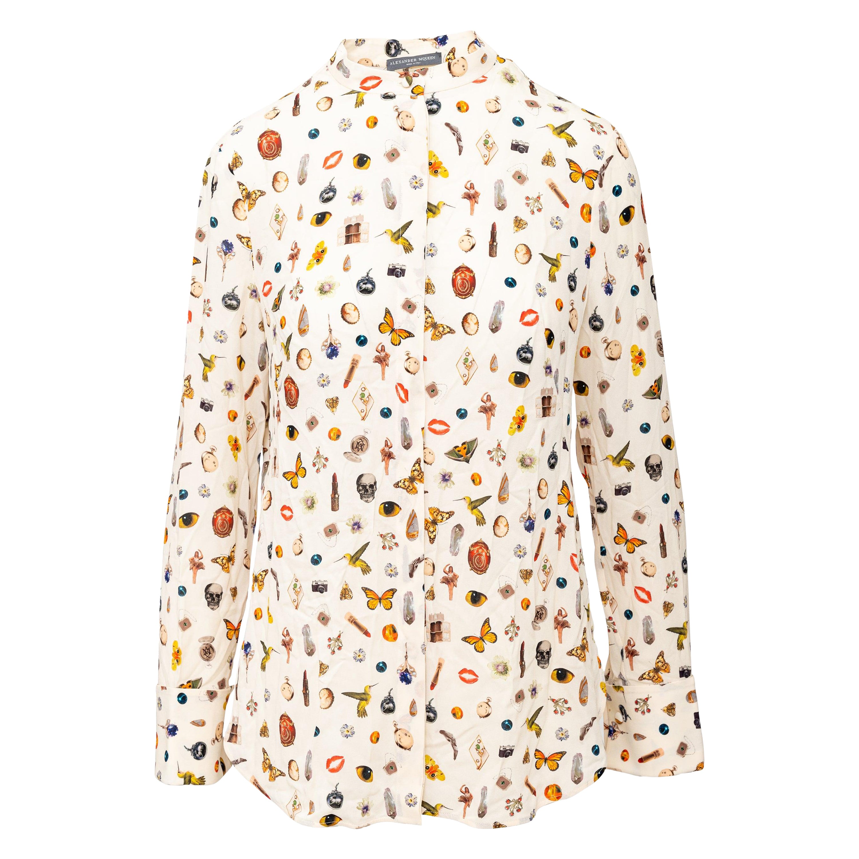 Alexander McQueen Printed Silk Shirt - '10s For Sale