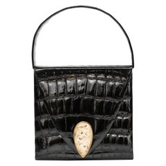 Vintage Lalique Crocodile Top Handle Bag - '90s