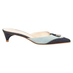 Christian Dior Pointed Toe Denim Kitten Heel - '00s