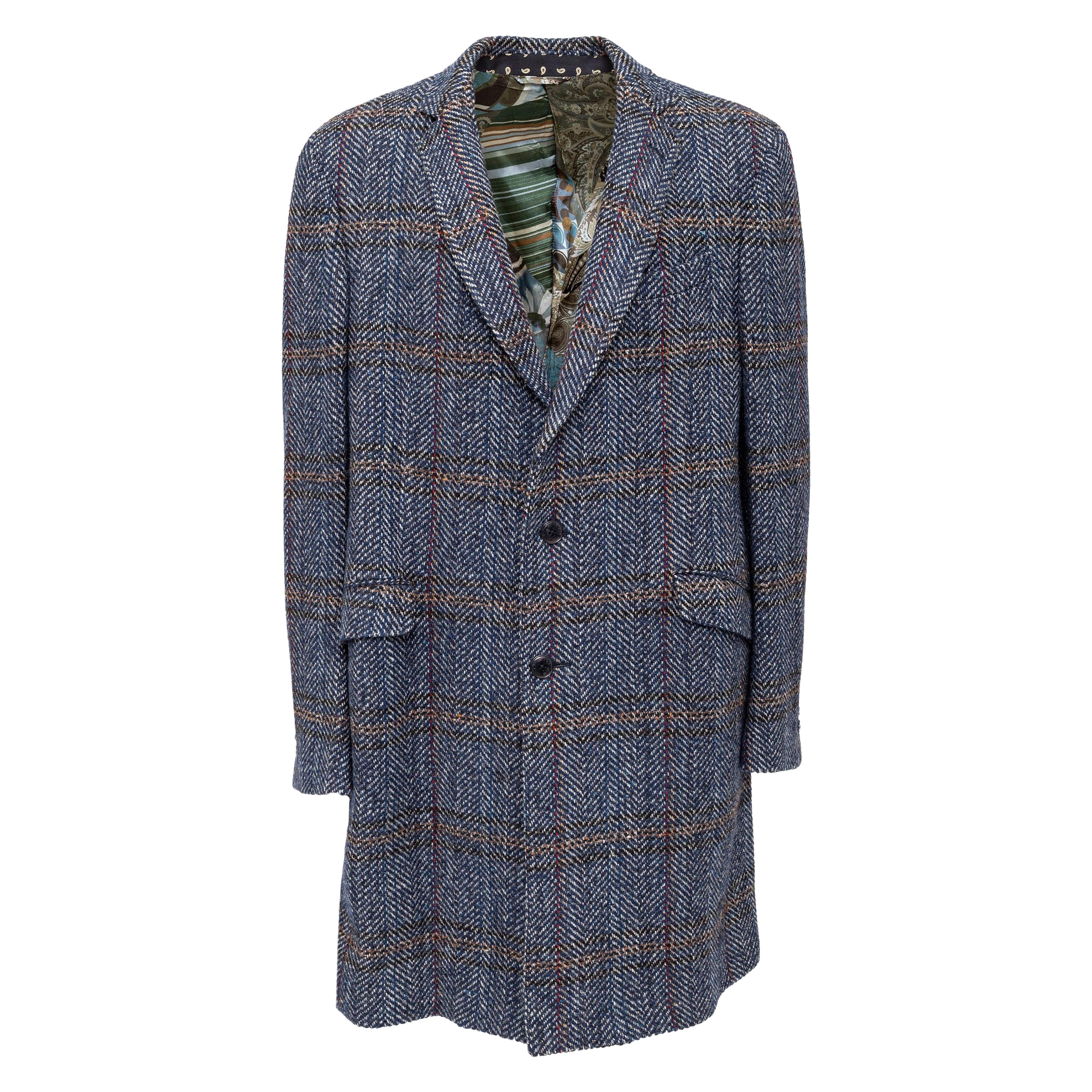 Etro Checkered Wool Coat - '20s For Sale