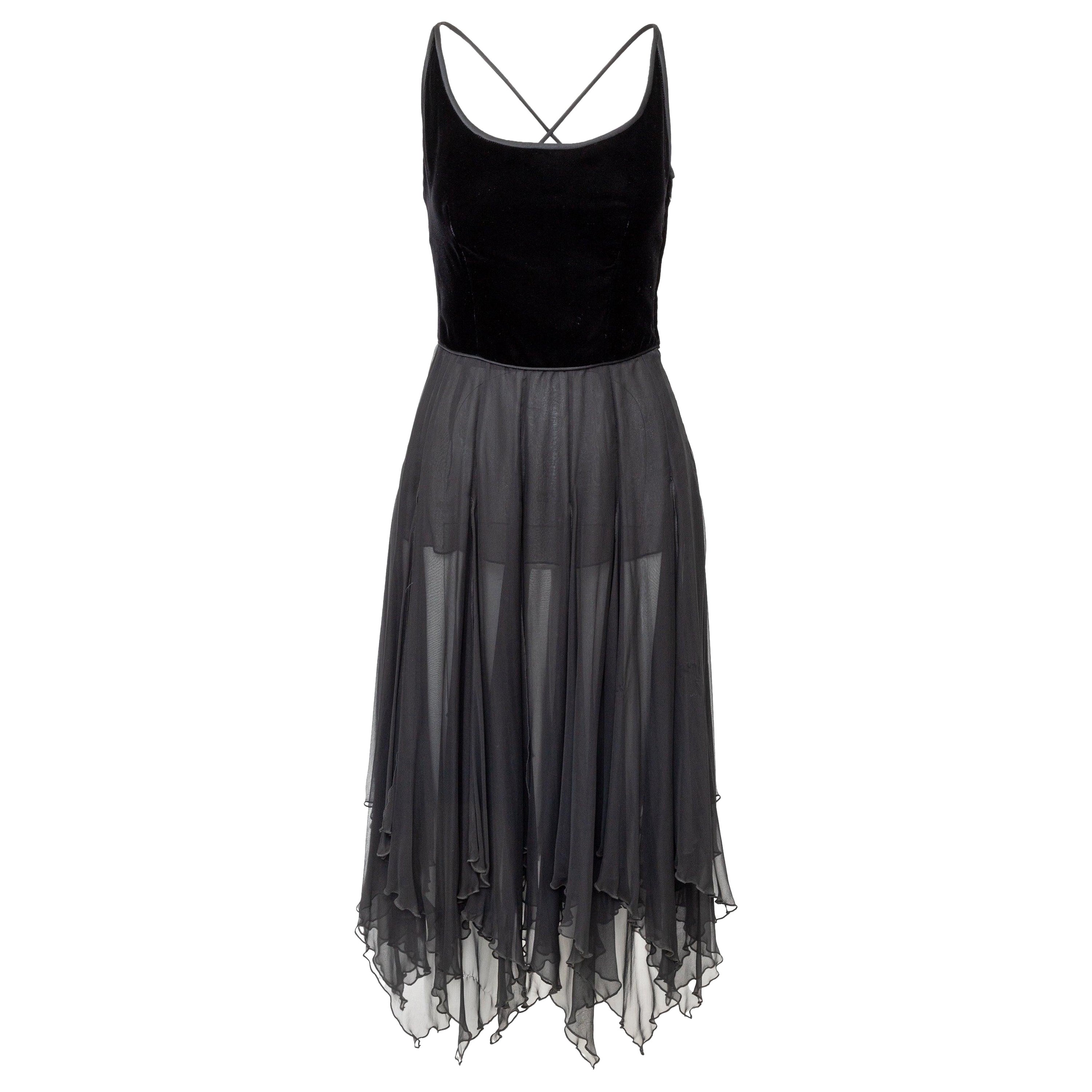 Valentino Boutique Velvet and Chiffon Dress - '90s For Sale