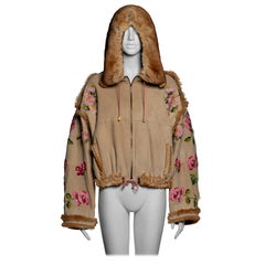 Christian Dior by John Galliano Embroidered Suede and Fur Hooded Jacket, FW 2002