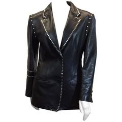 Gianni Versace Black Leather Studded Jacket