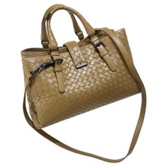Bottega Veneta Roma Intrecciato Napa Beige Marrón Claro Pequeña 30cm