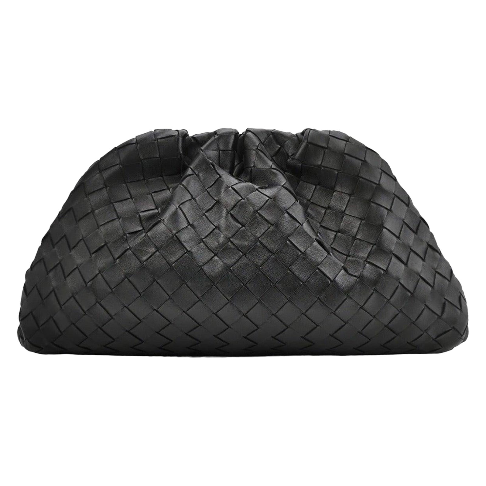 Bottega Veneta Pouch Large Intrecciato Black Calfskin Leather Clutch For Sale