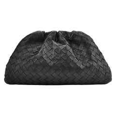 Bottega Veneta Pouch Large Intrecciato in pelle di vitello nero